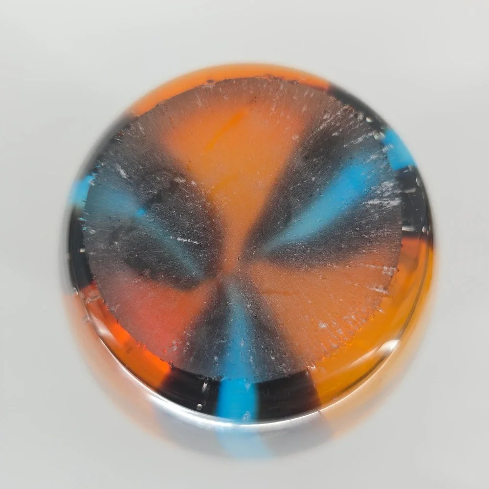 Art Glass Sommerso Pier One Vase Amber Blue Controlled Bubble MCM Style
